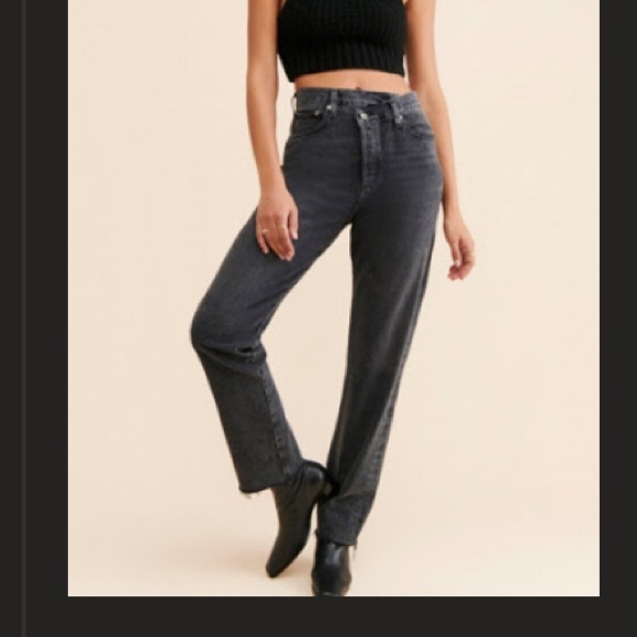 Agolde Denim - Agolde Black High Rise Jeans with Criss Cross Detail